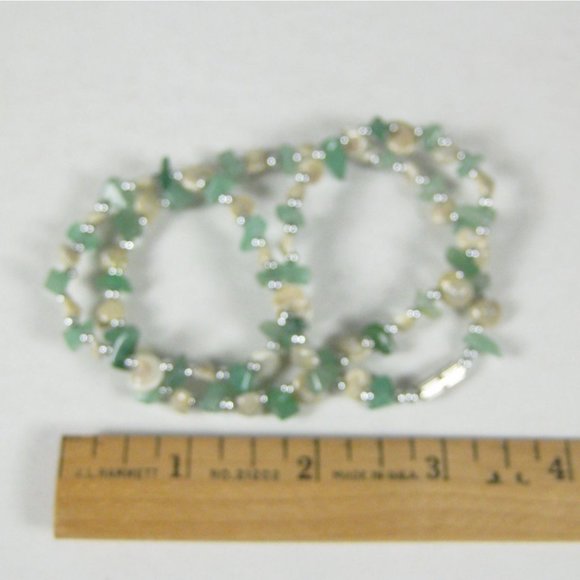 Seashell Jade Stone Chip Necklace 21 In Strand Beaded Shell Beach Sea Ocean - Picture 3 of 7